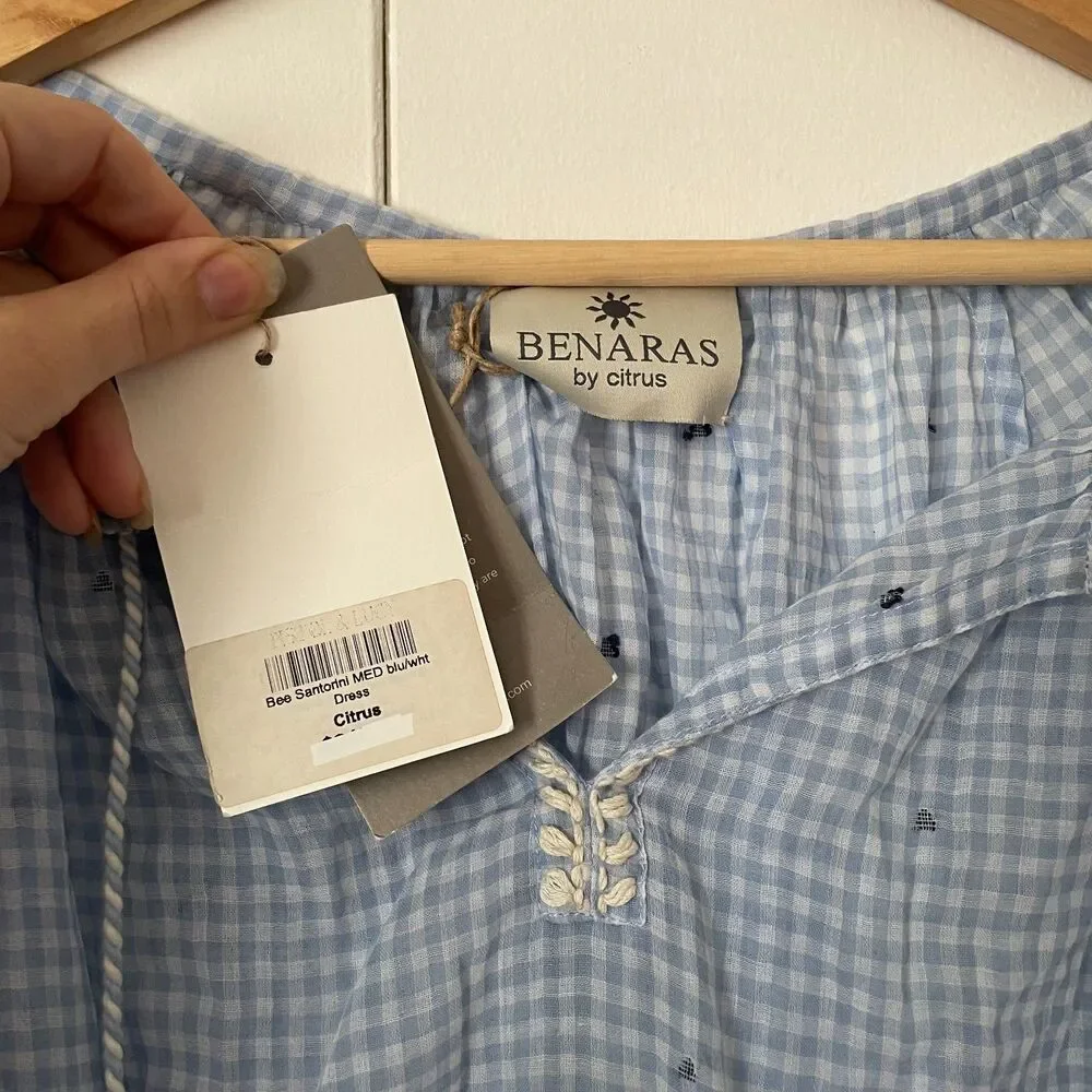 NWT Benaras By Citrus Bee Santorini Checked Plaid Coverup Dress, Sz Medium
